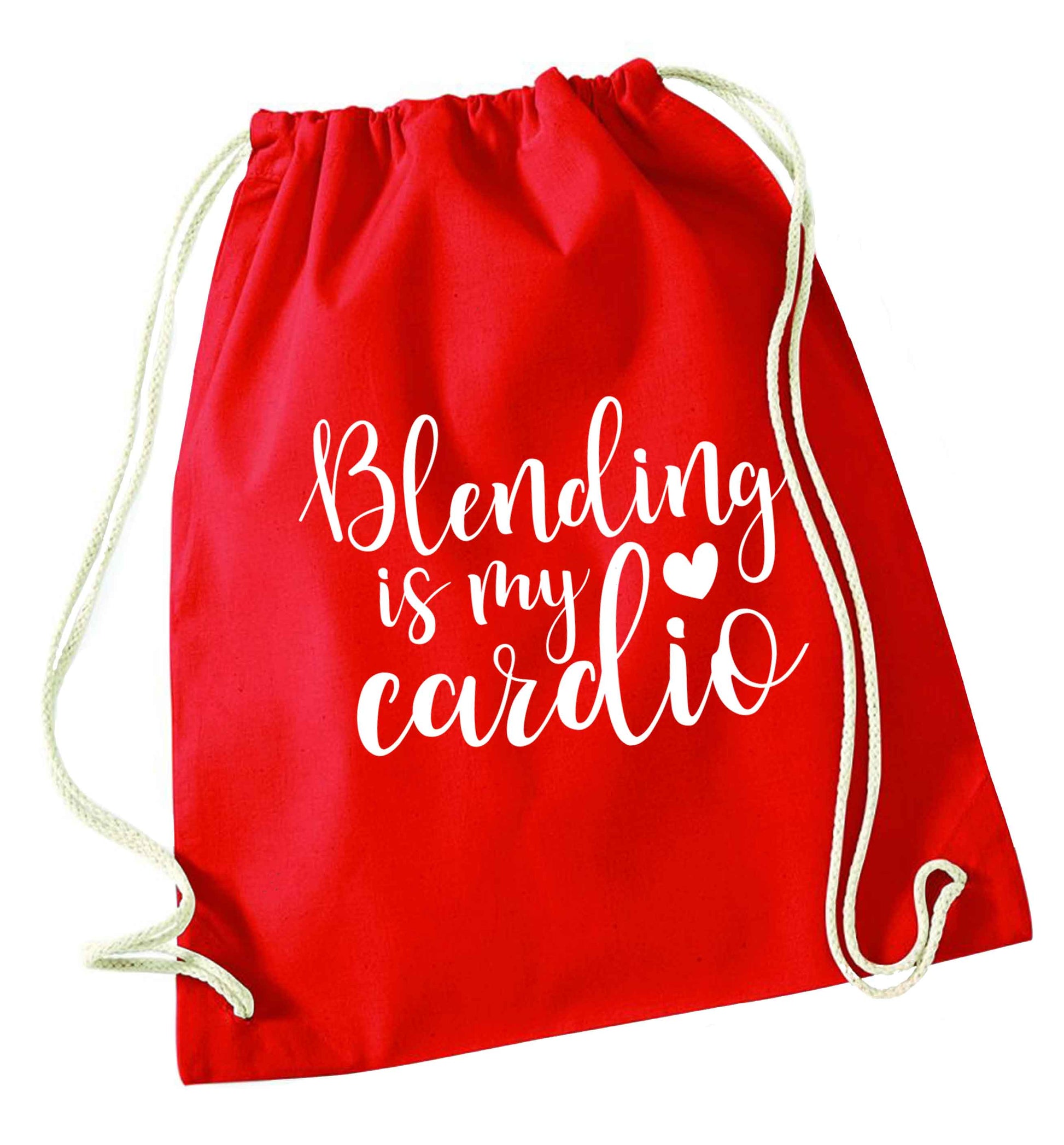 Blending is my cardio red drawstring bag 