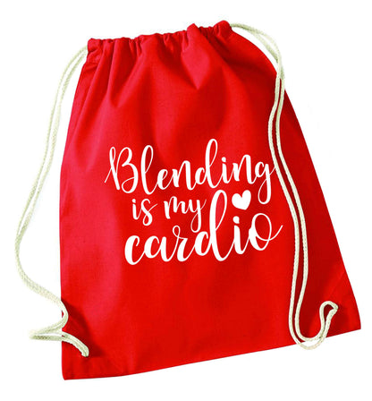 Blending is my cardio red drawstring bag 