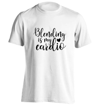 Blending is my cardio adults unisex white Tshirt 2XL