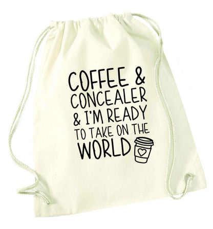Coffee and concealer and I'm ready to take on the world natural drawstring bag