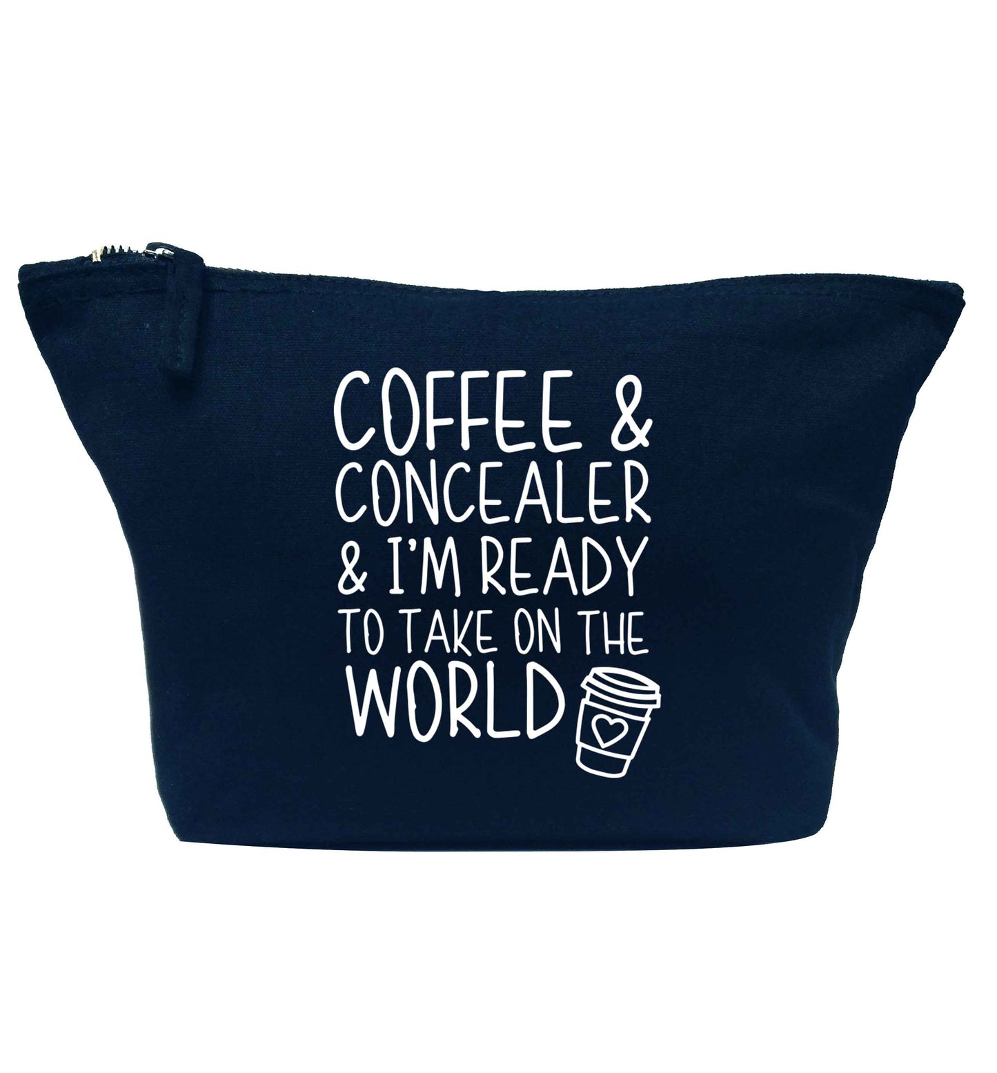 Coffee and concealer and I'm ready to take on the world navy makeup bag