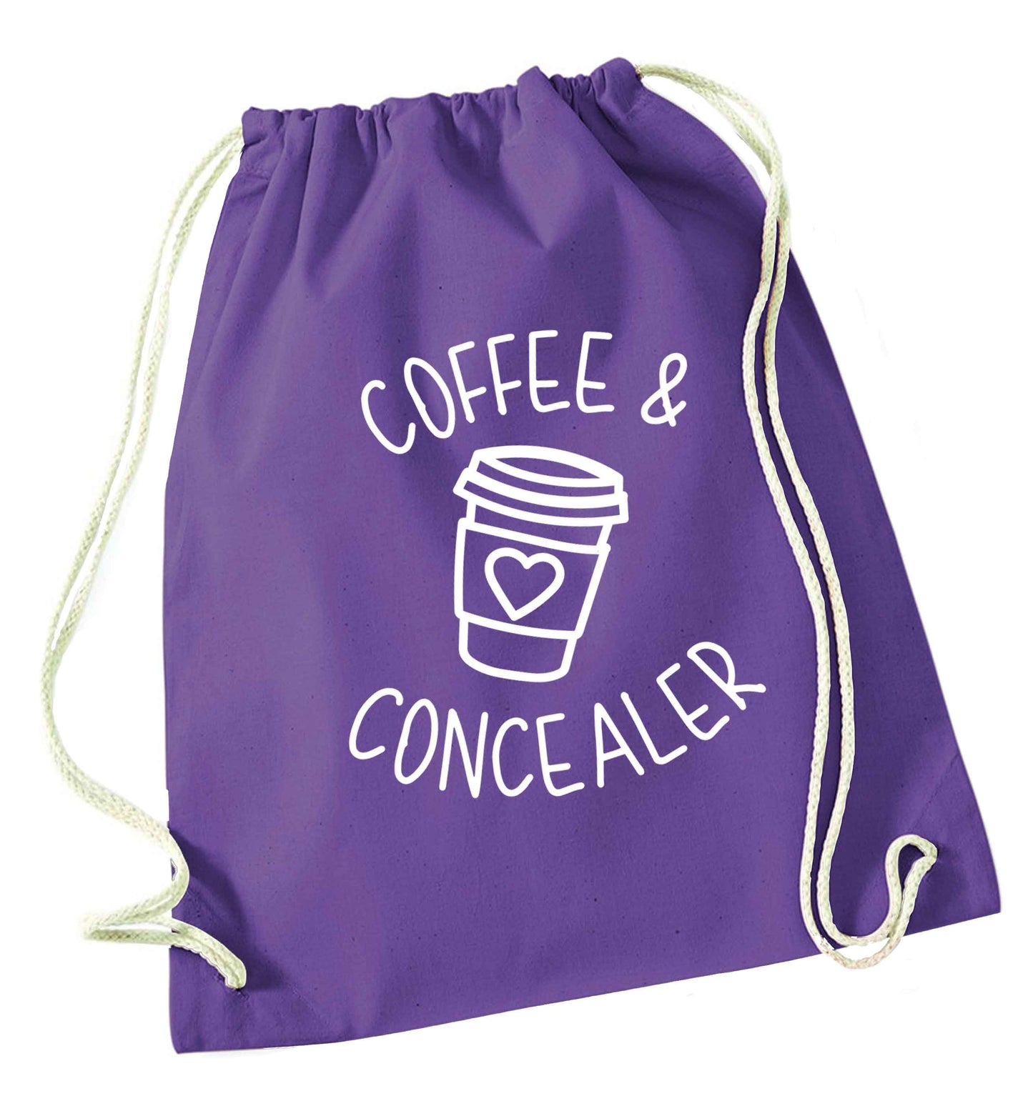 Coffee and concealer purple drawstring bag