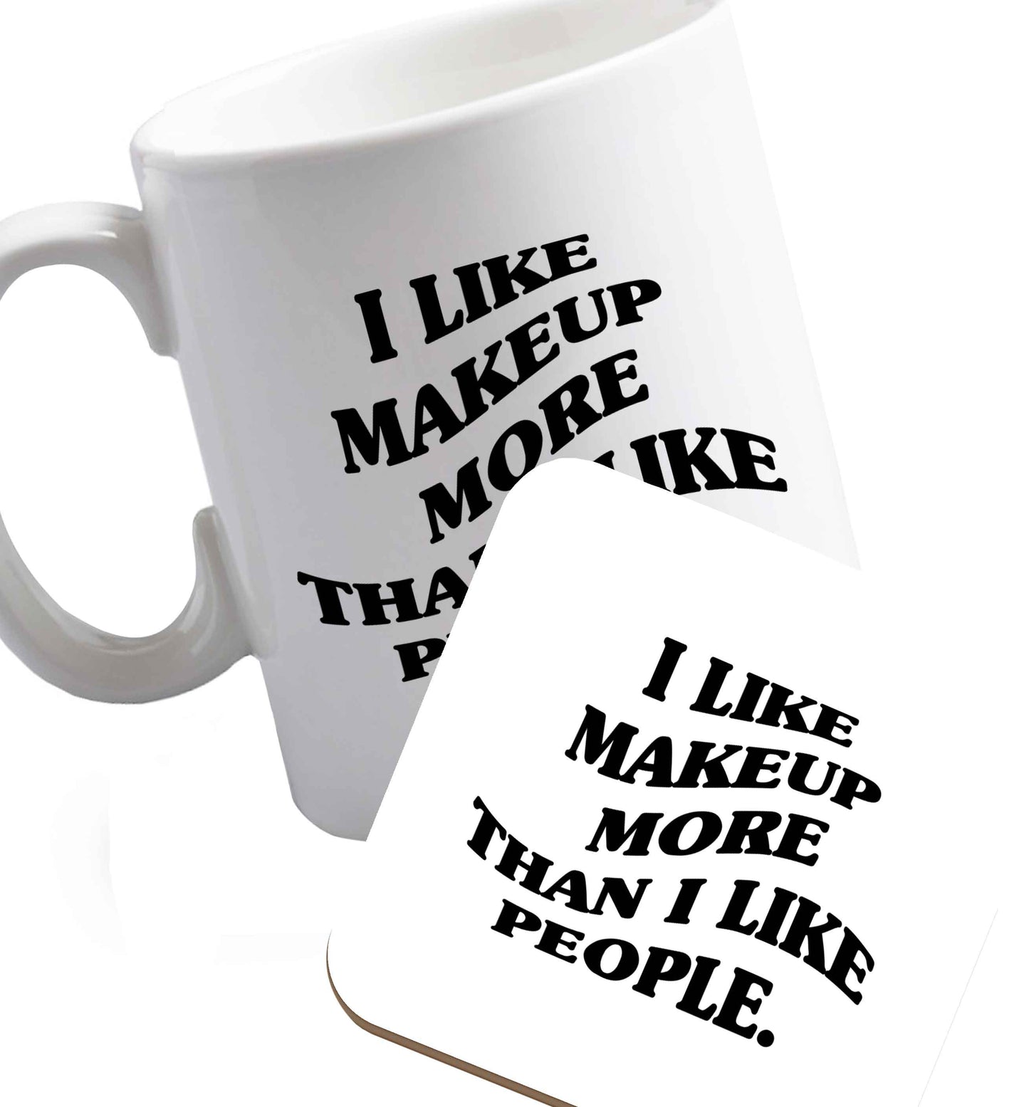 10 oz Favourite Type Pan Pancake ceramic mug and coaster set right handed