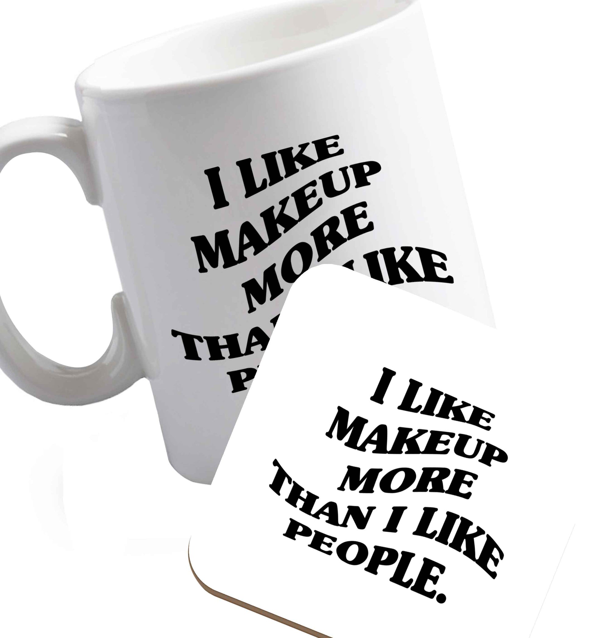 10 oz Favourite Type Pan Pancake ceramic mug and coaster set right handed