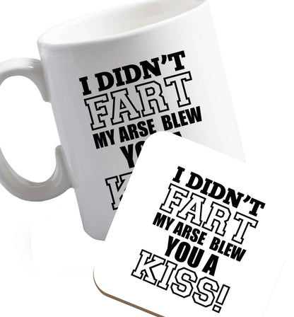 10 oz Favourite Type Pan Pancake ceramic mug and coaster set right handed