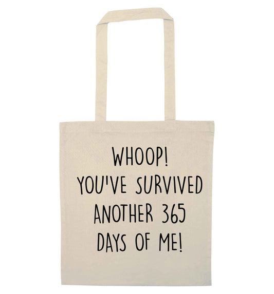 Whoop! You've survived another 365 days with me! natural tote bag