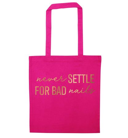 Never settle for bad nails - rose gold pink tote bag