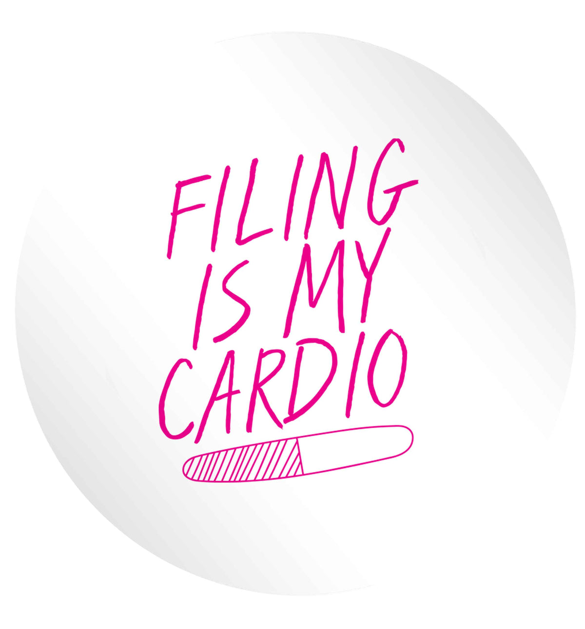 neon pink filing is my cardio 24 @ 45mm matt circle stickers