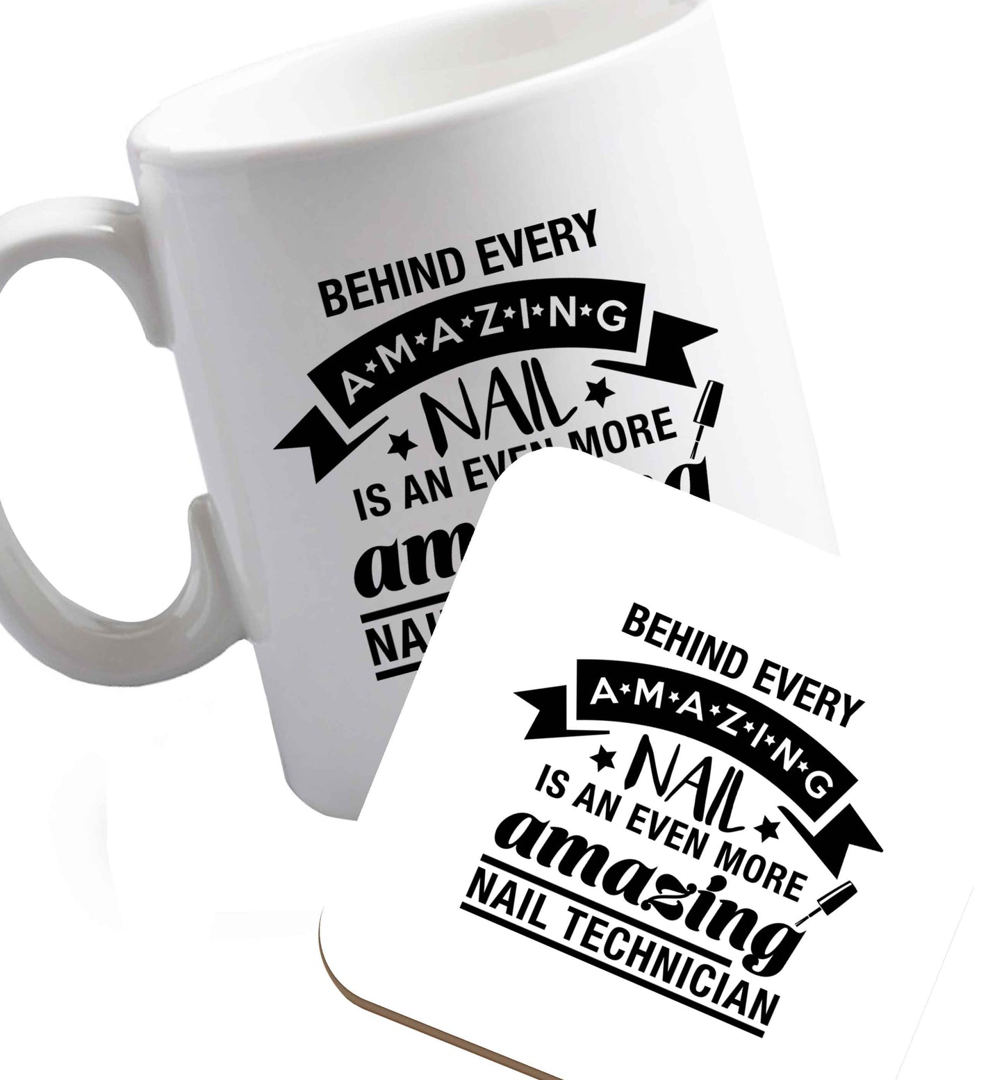 10 oz Favourite Type Pan Pancake ceramic mug and coaster set right handed