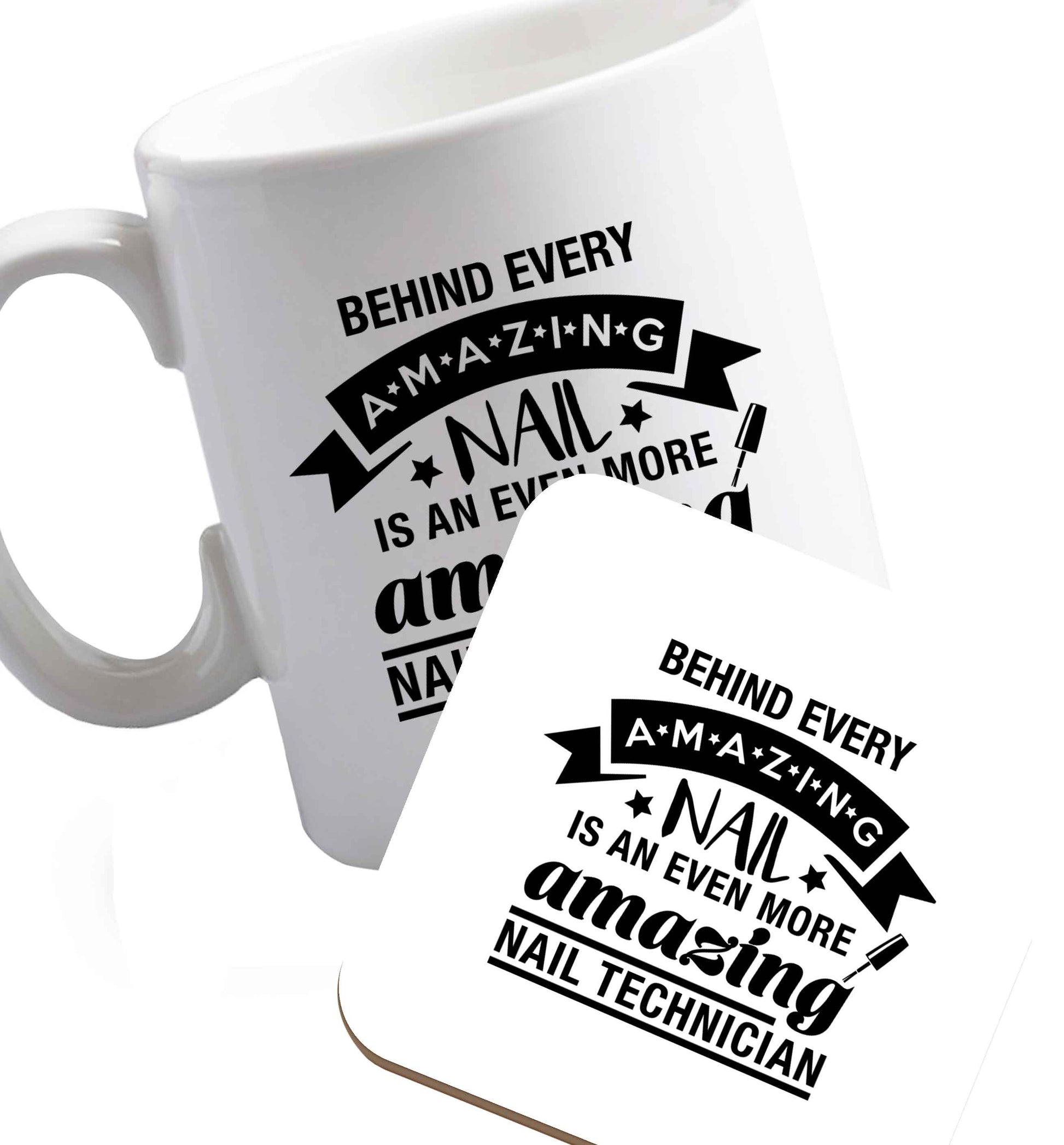 10 oz Favourite Type Pan Pancake ceramic mug and coaster set right handed