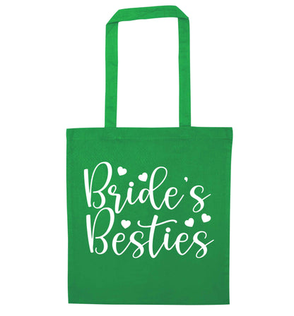 Brides besties green tote bag