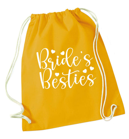 Brides besties mustard drawstring bag