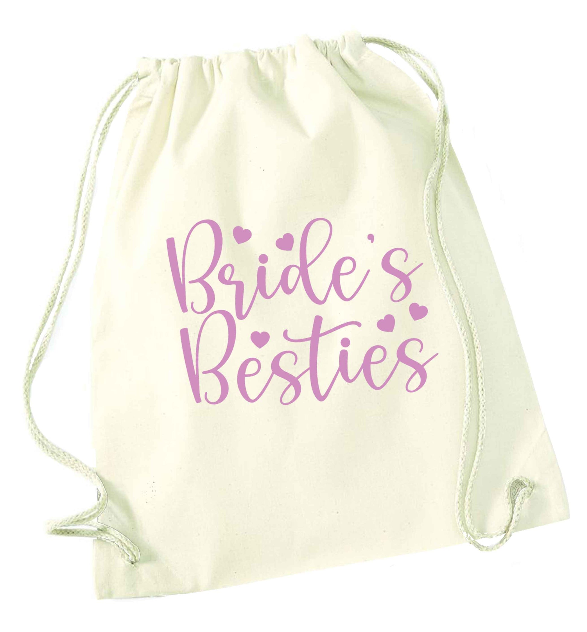 Brides besties natural drawstring bag