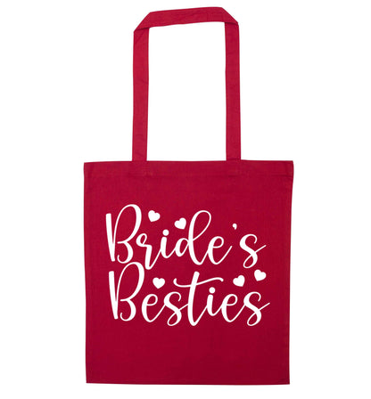 Brides besties red tote bag