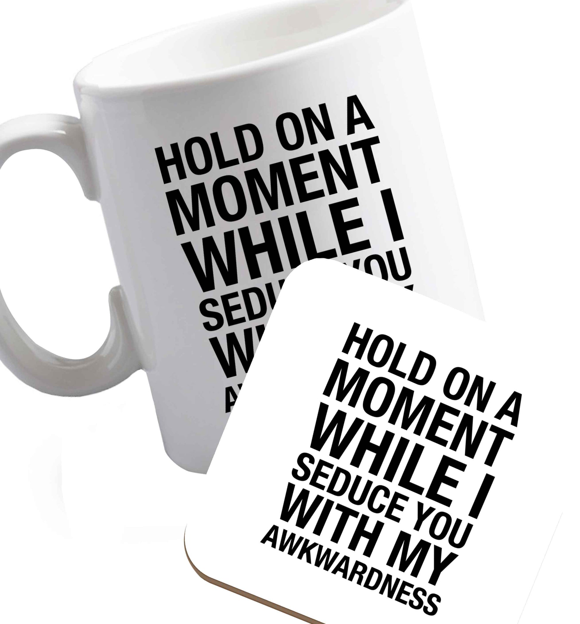 10 oz Favourite Type Pan Pancake ceramic mug and coaster set right handed