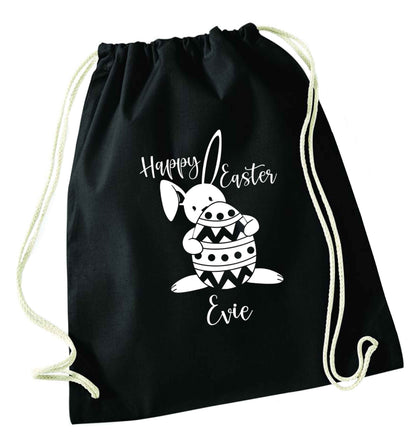 Happy Easter - personalised black drawstring bag