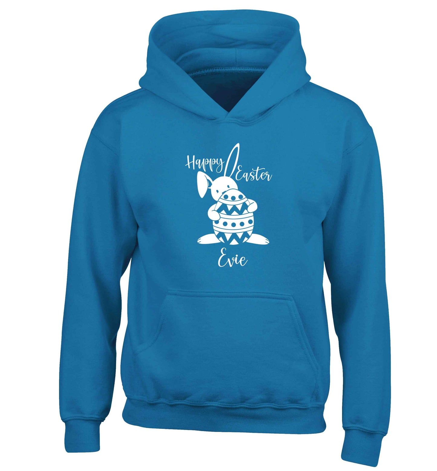 Happy Easter - personalised children's blue hoodie 12-13 Years