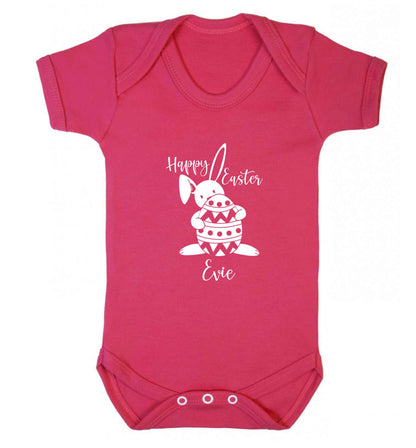 Happy Easter - personalised baby vest dark pink 18-24 months