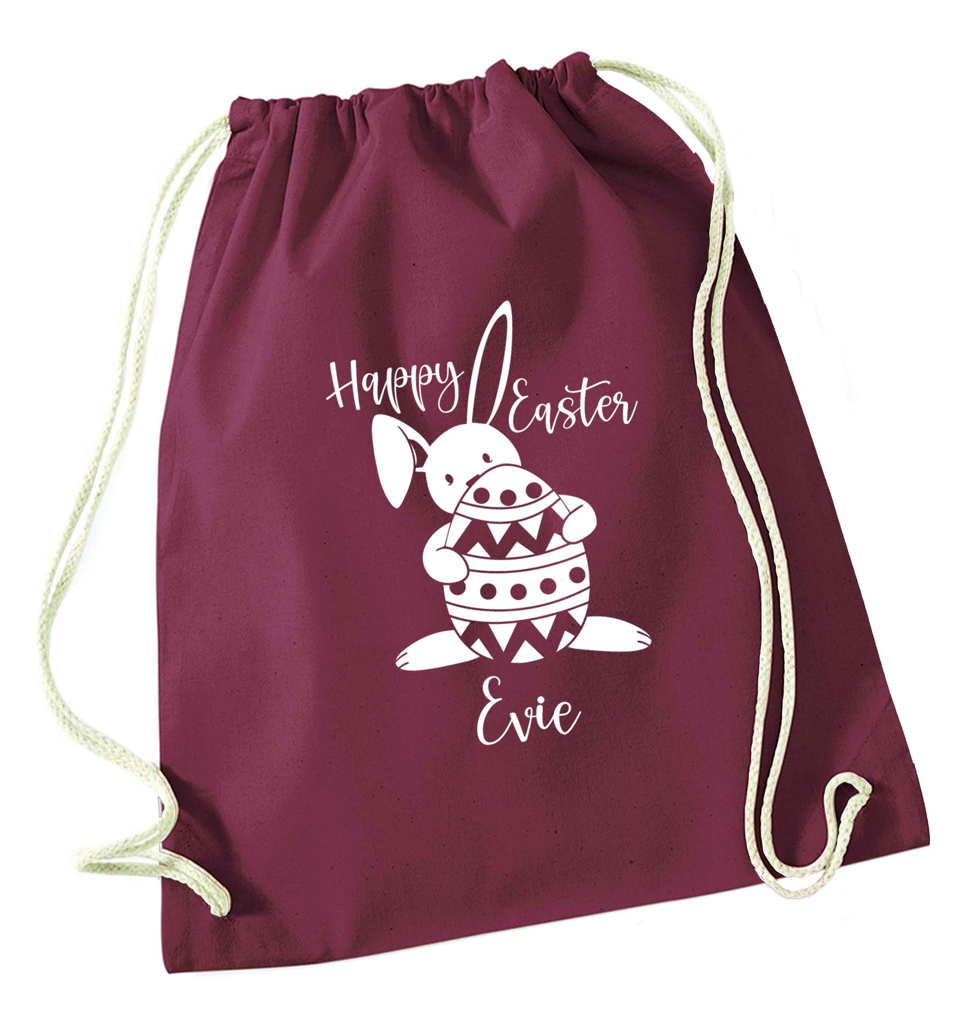 Happy Easter - personalised maroon drawstring bag