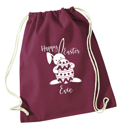 Happy Easter - personalised maroon drawstring bag