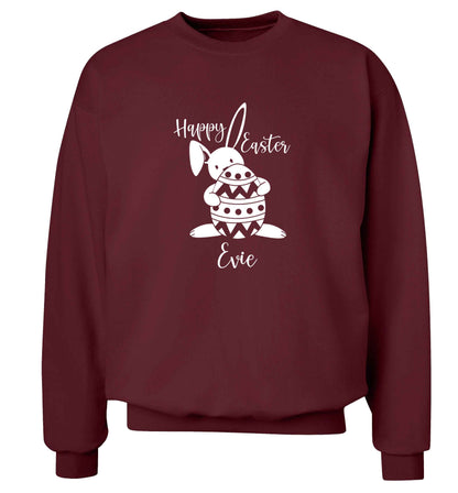 Happy Easter - personalised adult's unisex maroon sweater 2XL