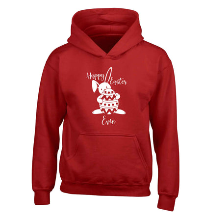 Happy Easter - personalised children's red hoodie 12-13 Years