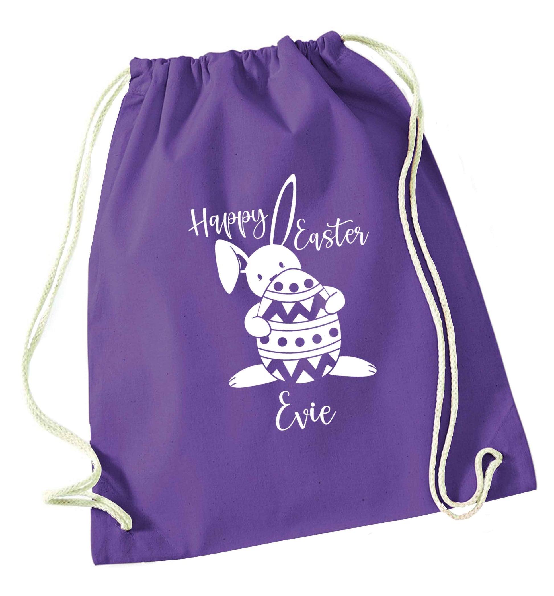 Happy Easter - personalised purple drawstring bag
