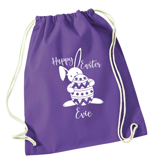 Happy Easter - personalised purple drawstring bag