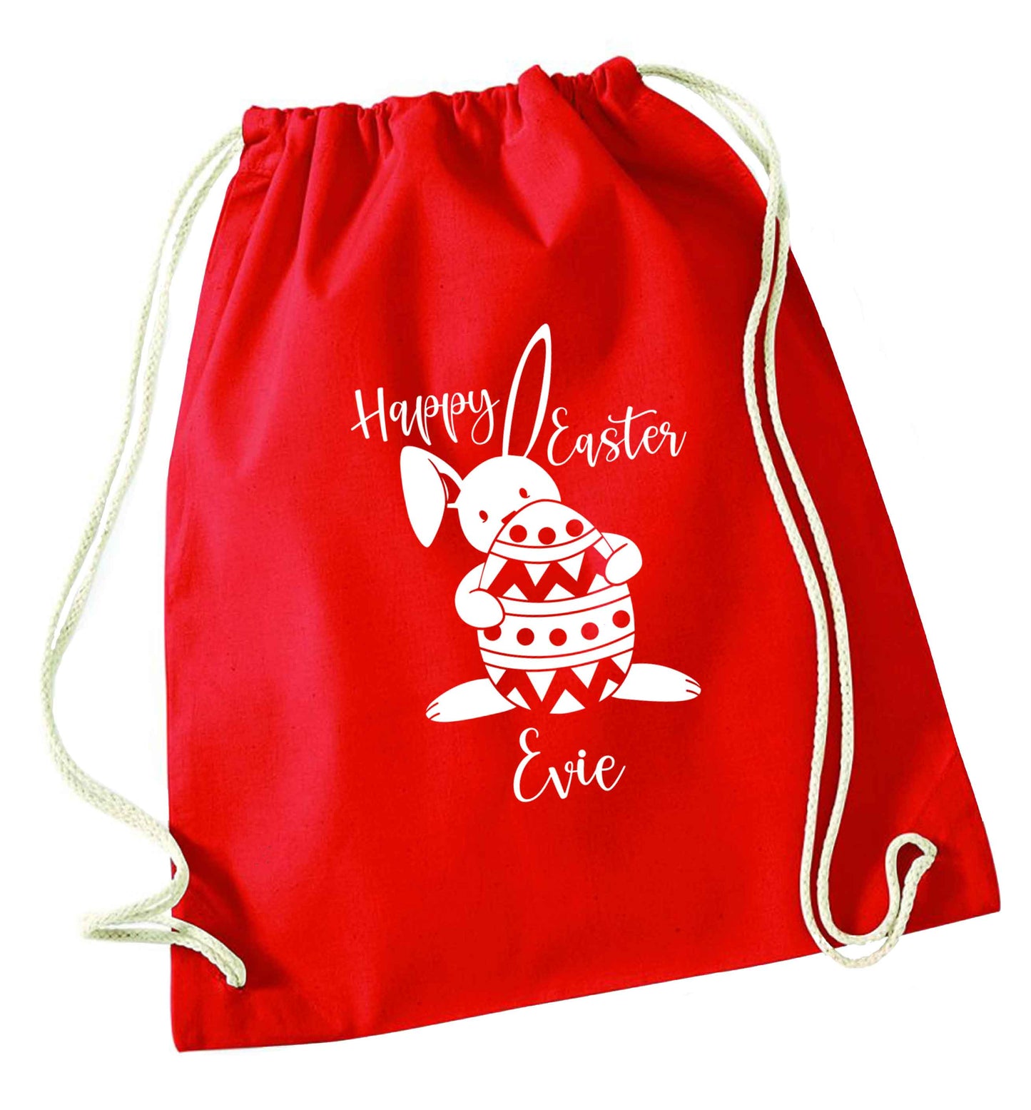 Happy Easter - personalised red drawstring bag 