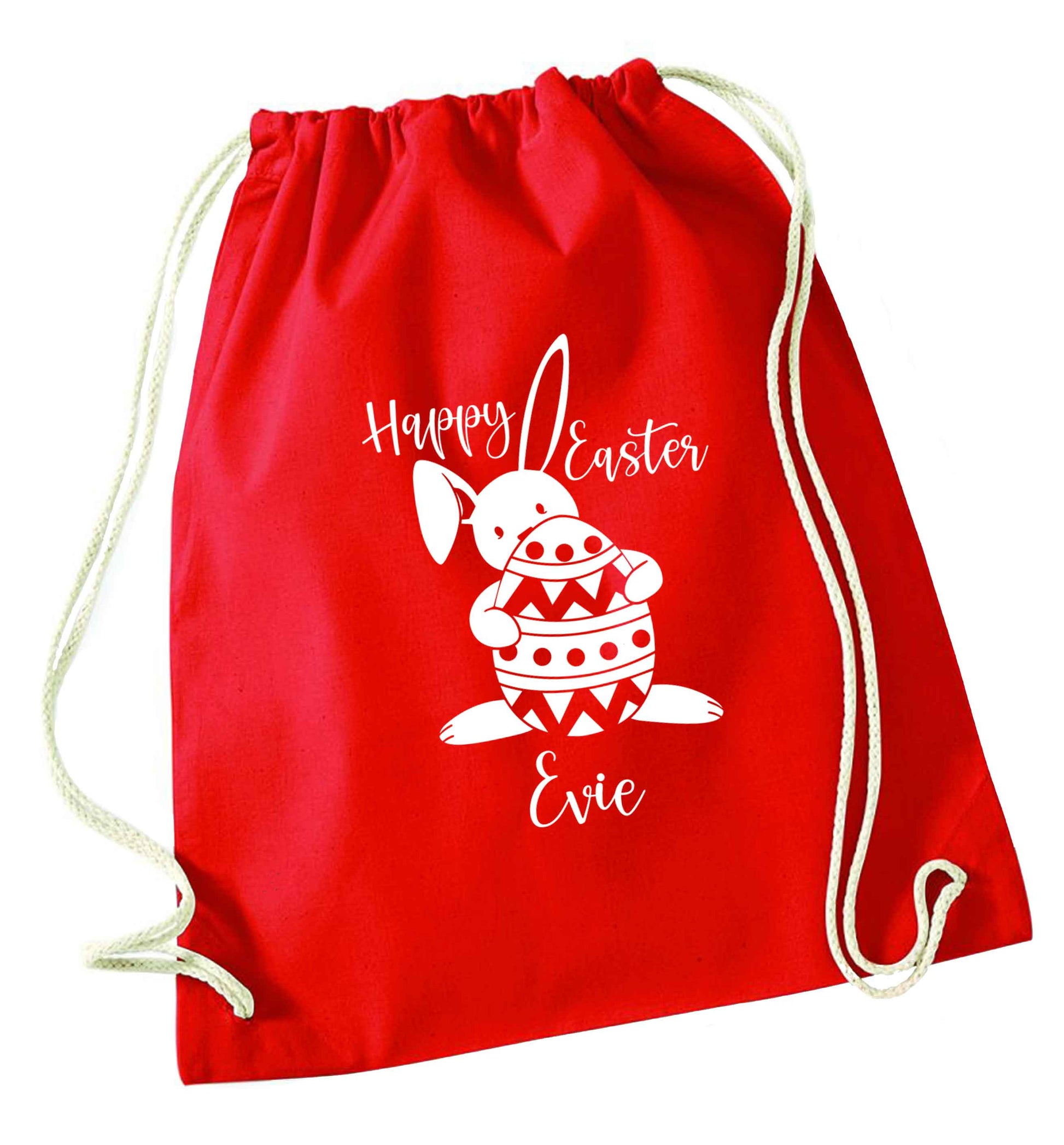 Happy Easter - personalised red drawstring bag 