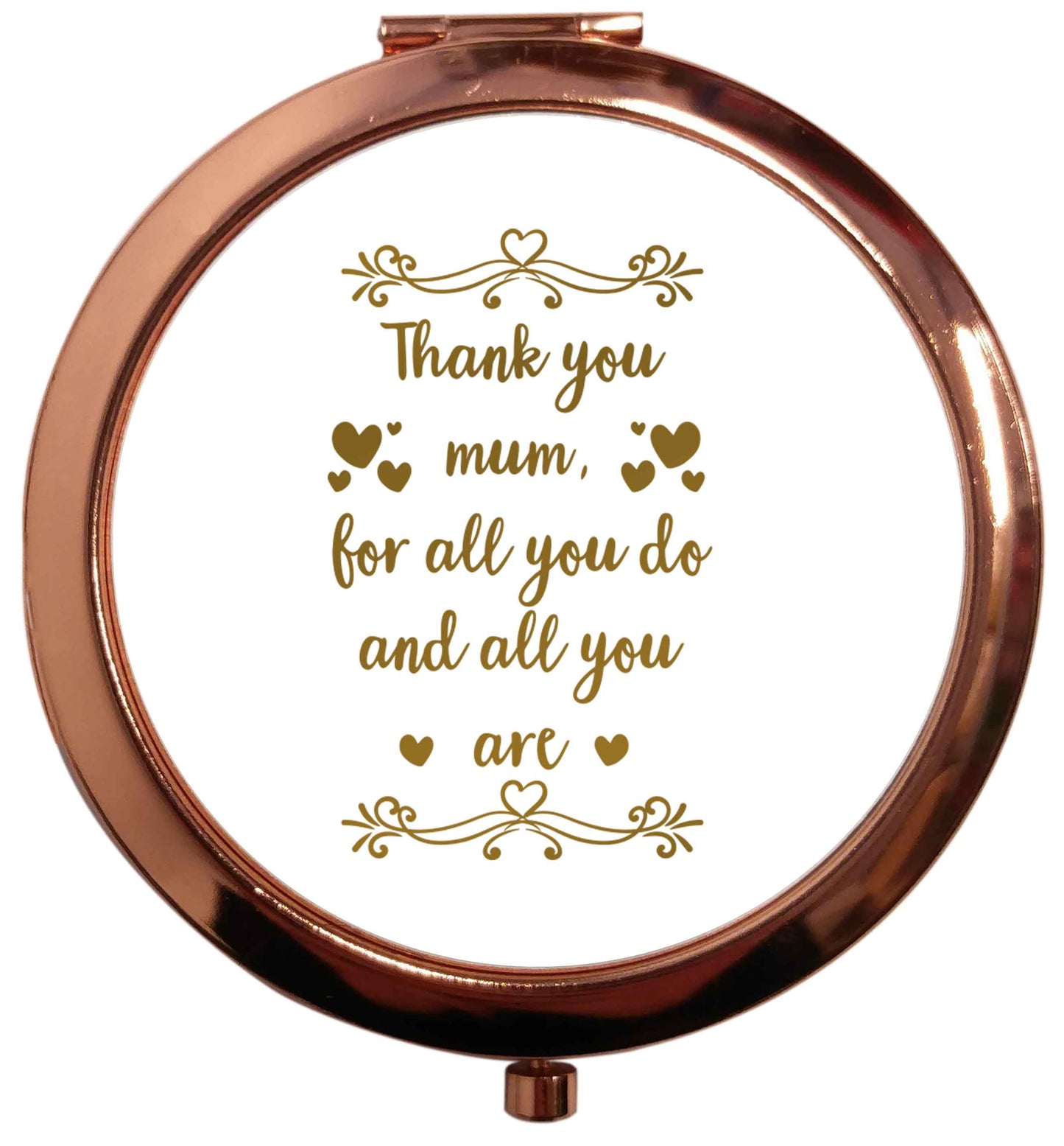 Gorgeous gifts for mums on mother's day! Thank you mum for all you do and all you are rose gold circle pocket mirror