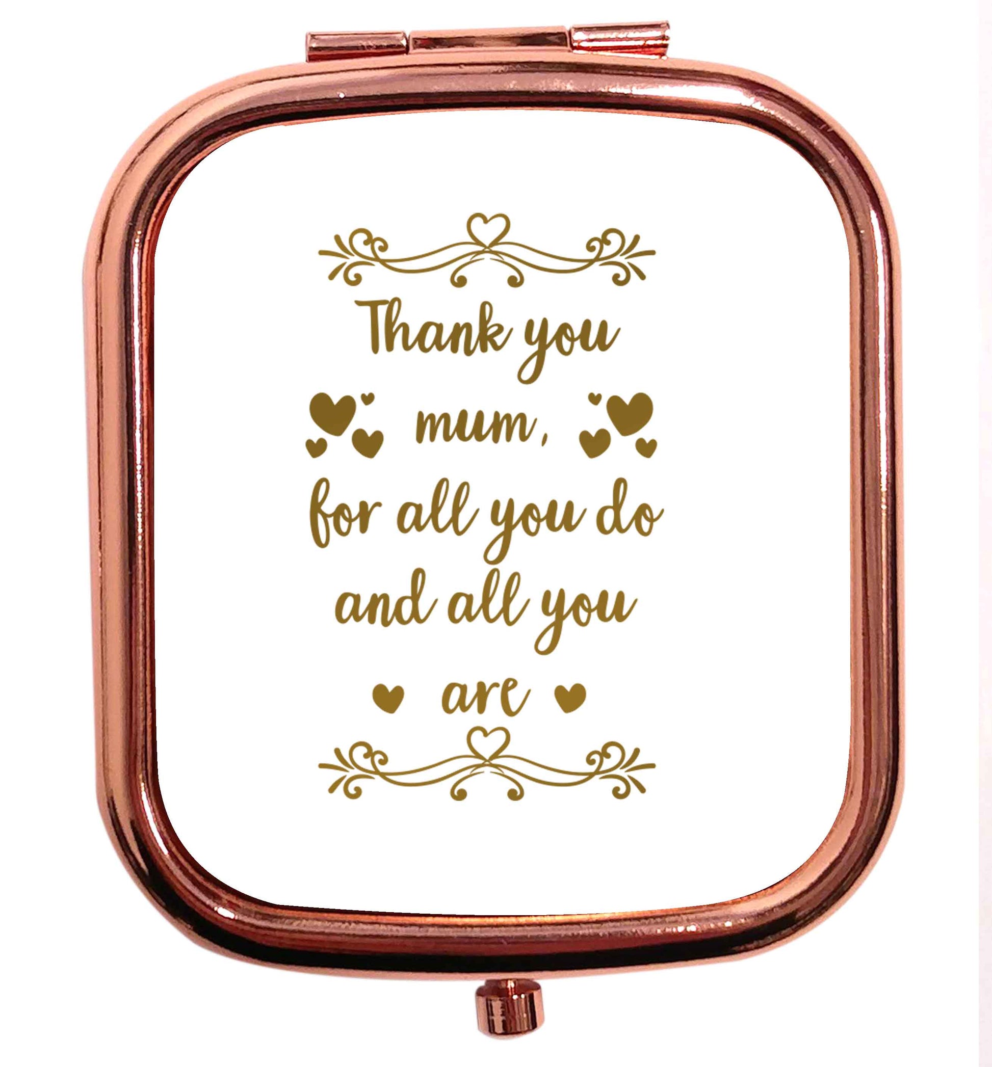 Gorgeous gifts for mums on mother's day! Thank you mum for all you do and all you are rose gold square pocket mirror