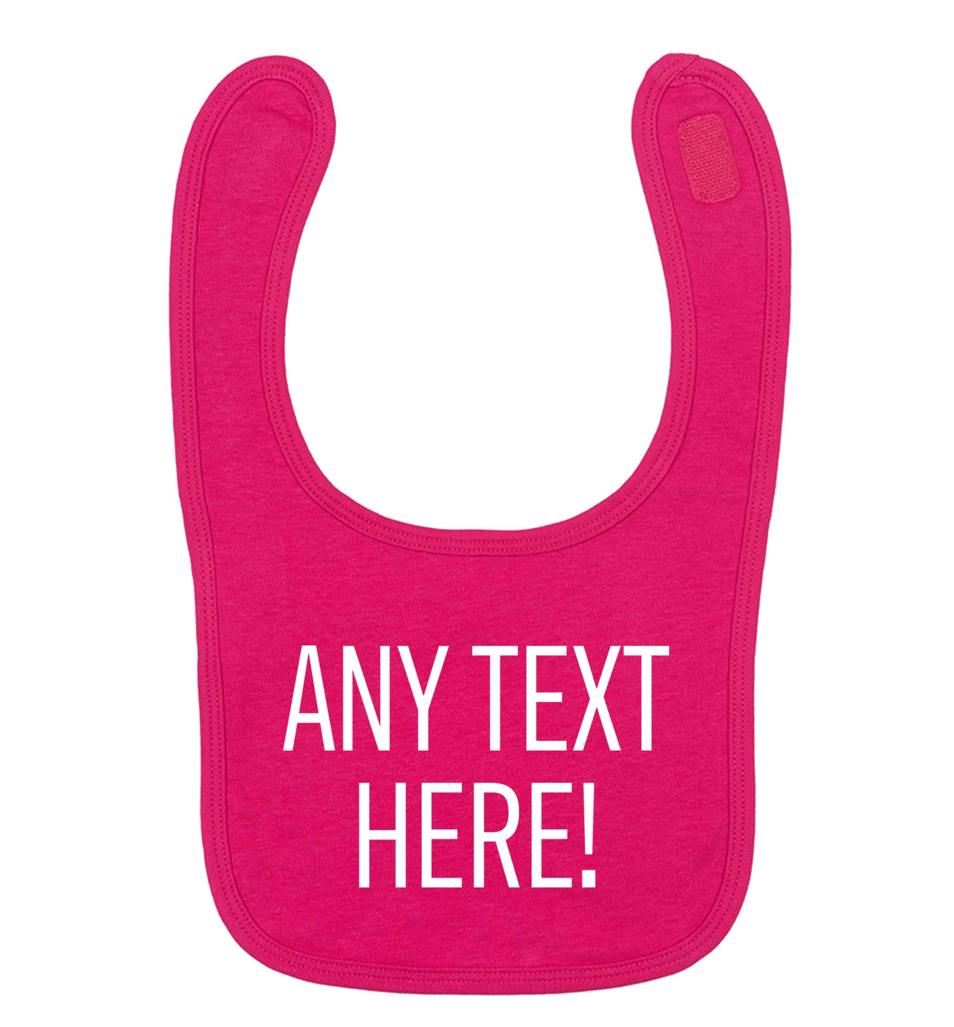 Any text here dark pink baby bib