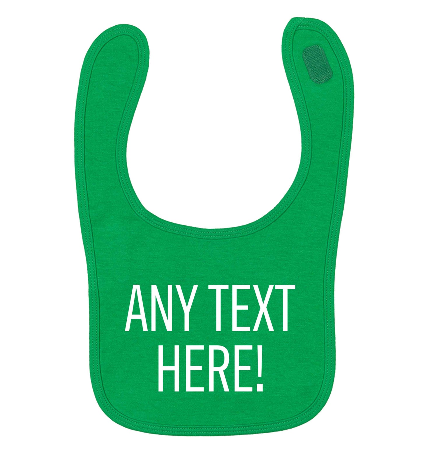 Any text here green baby bib