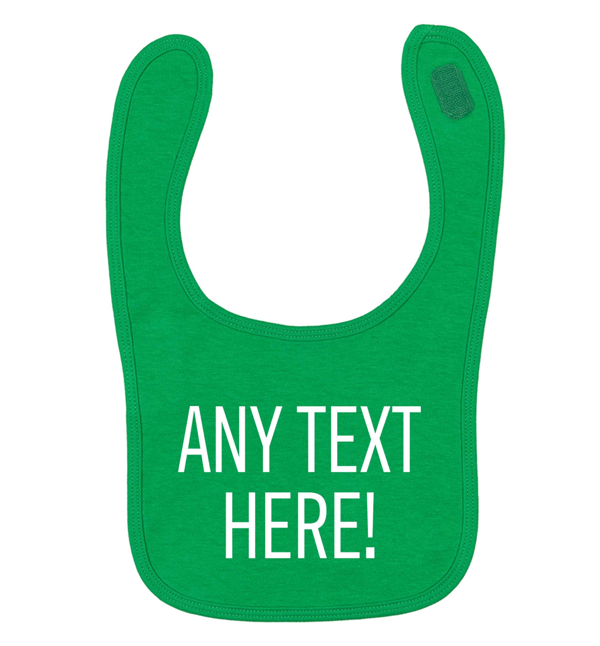 Any text here green baby bib