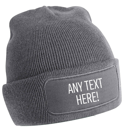 Any text here | Beanie hat | Custom order any text colour and font
