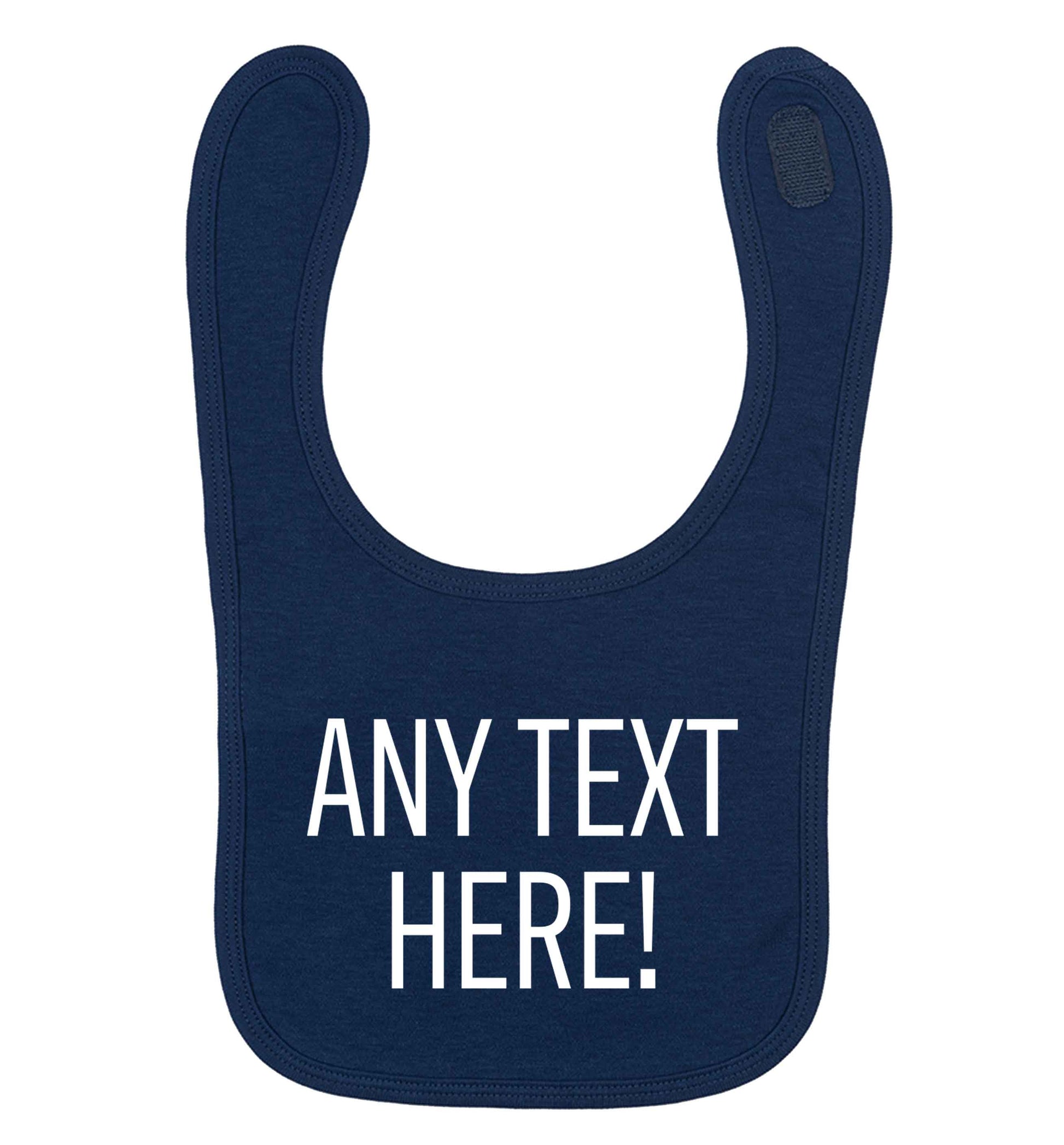 Any text here navy baby bib