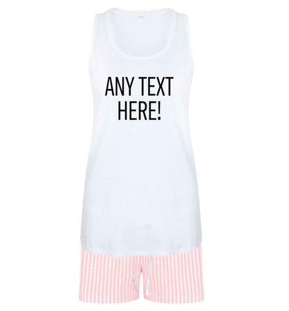 Any text here size XL women's pyjama shorts set in pink 