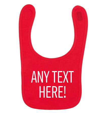 Any text here red baby bib