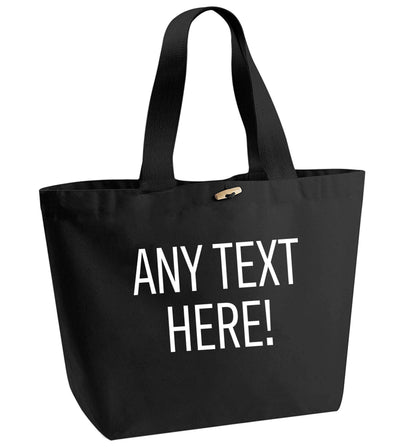 Happy Easter - personalised organic cotton premium tote bag with wooden toggle in black