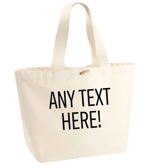 Happy Easter - personalised organic cotton premium tote bag with wooden toggle in natural