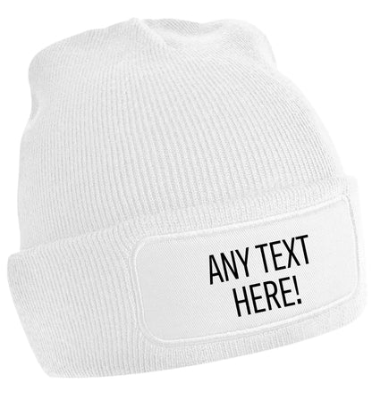 Any text here | Beanie hat | Custom order any text colour and font