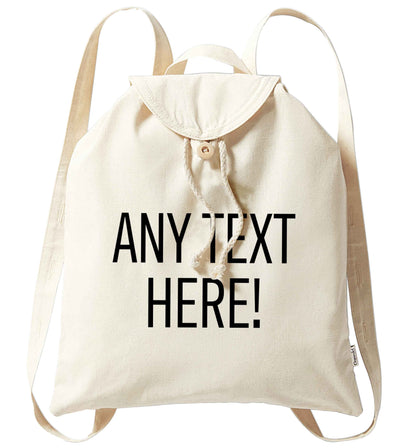 Happy Easter - personalised organic cotton backpack tote with wooden buttons in natural