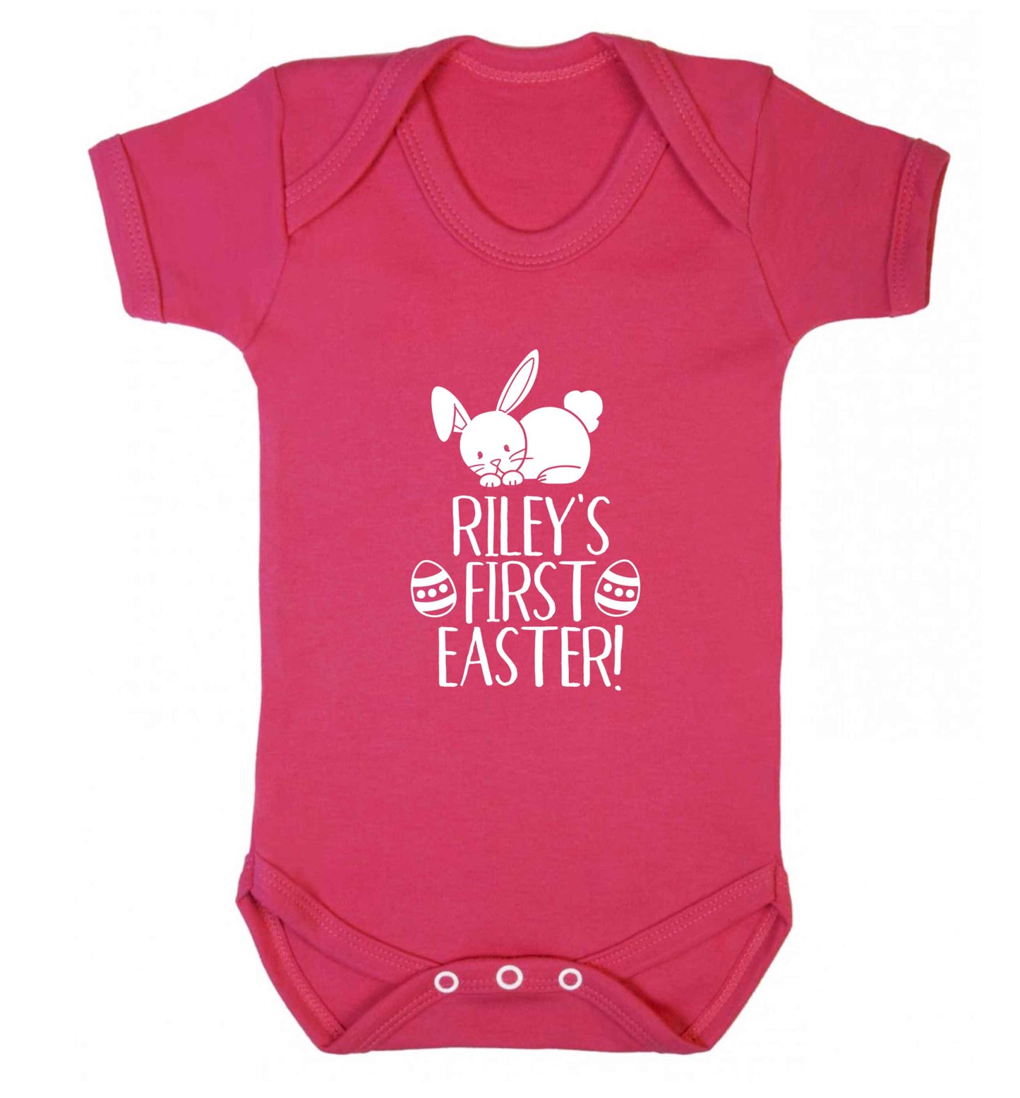Personalised first Easter baby vest dark pink 18-24 months