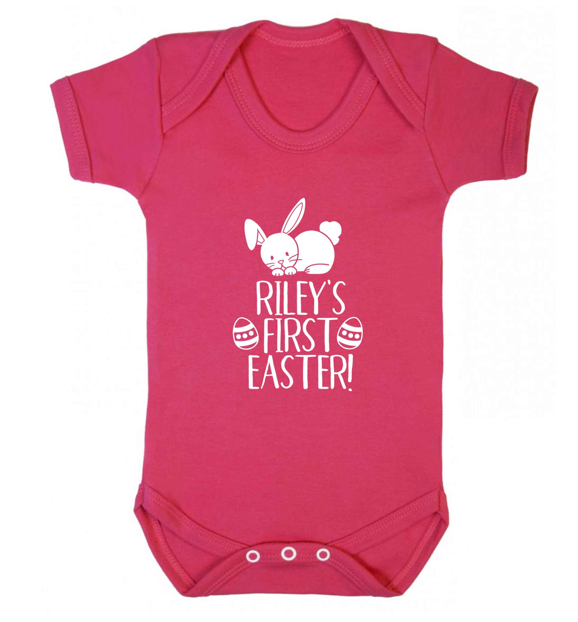 Personalised first Easter baby vest dark pink 18-24 months