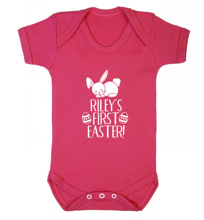 Personalised first Easter baby vest dark pink 18-24 months