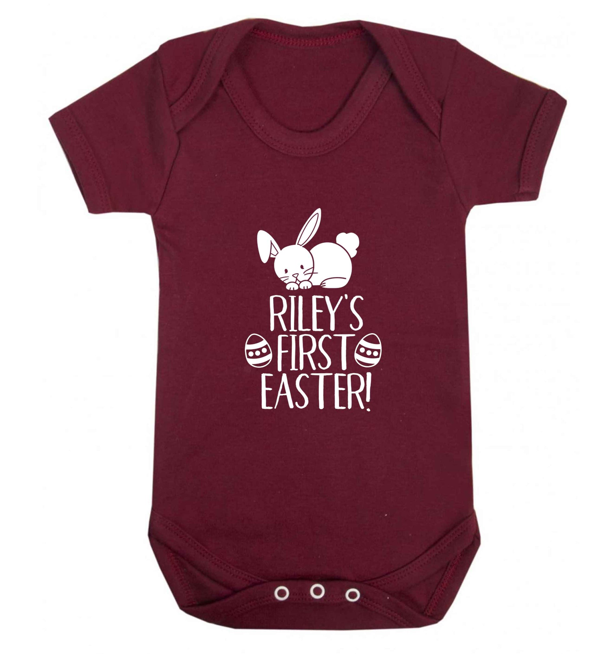 Personalised first Easter baby vest maroon 18-24 months