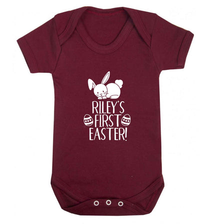 Personalised first Easter baby vest maroon 18-24 months