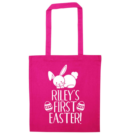 Personalised first Easter pink tote bag