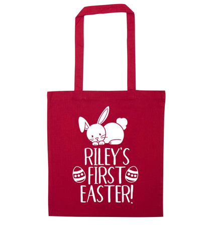 Personalised first Easter red tote bag